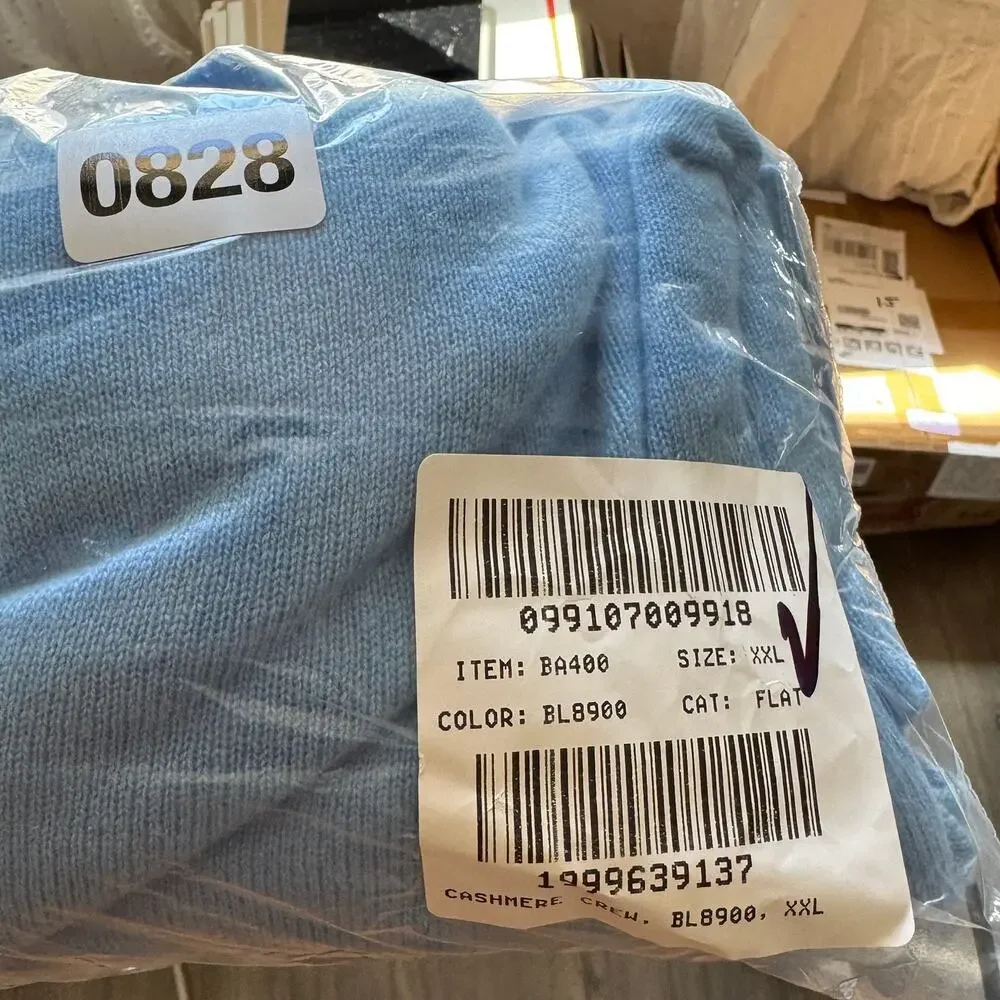 J.Crew Cashmere Classic-Fit Crewneck Sweater WMNS 2XL Pale Cerulean Blue Knitted